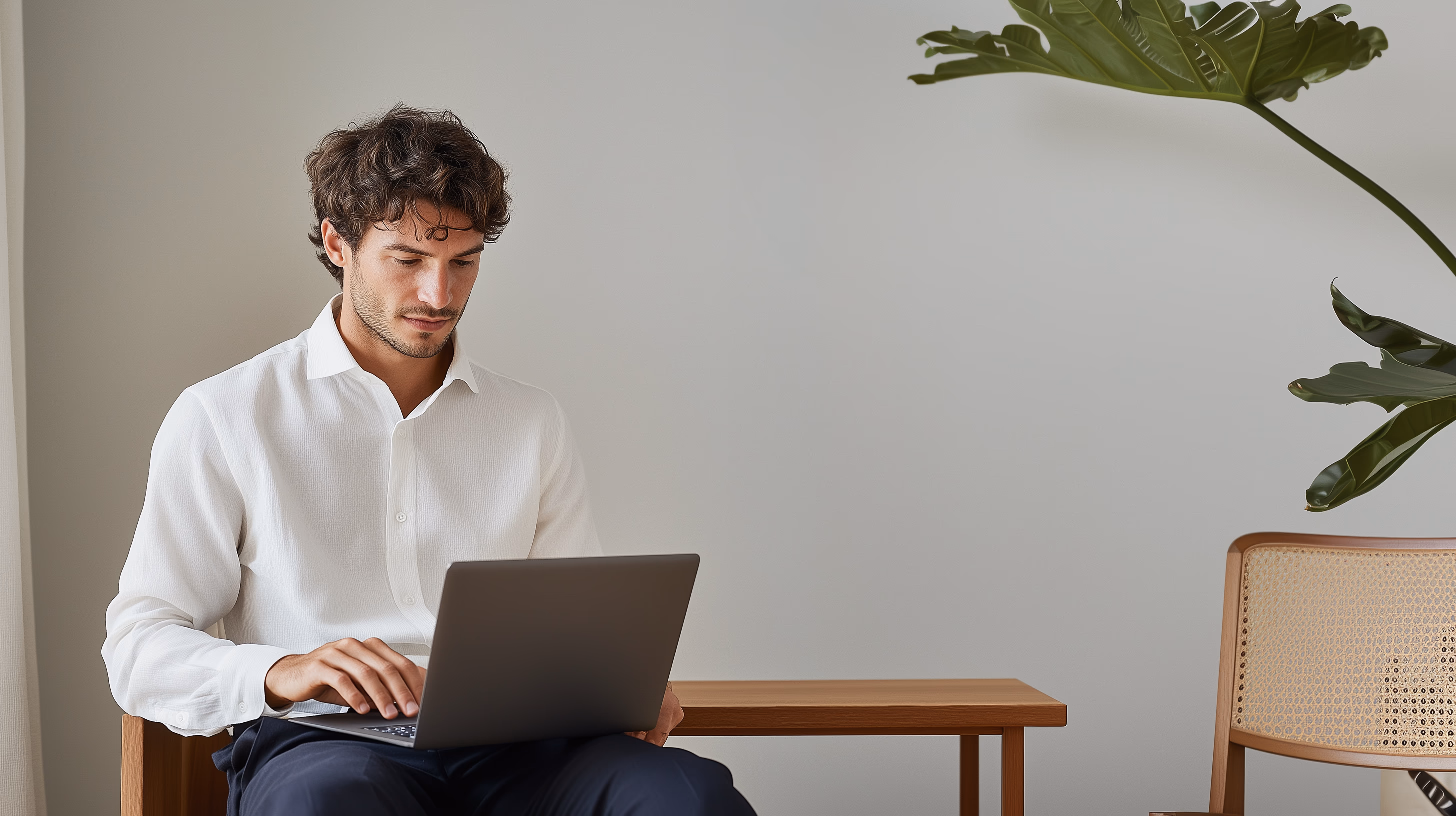Professional working at a laptop